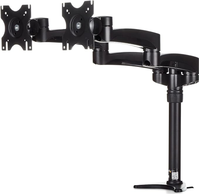 StarTech Desk Mount Dual Monitor Arm 24in, Articulating, Black (ARMDUAL) | Supports Monitors 12'' to 24" (29.9lb/13.6kg), Adjustable VESA Monitor Arm, Grommet or Desk Mount by StarTech