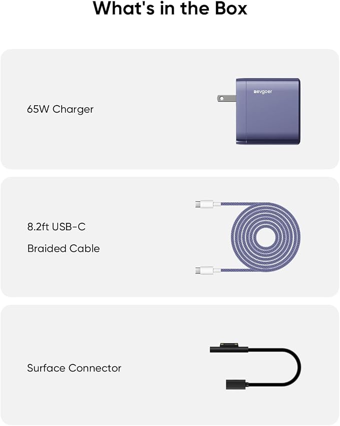 Microsoft Surface Charger, 65W Surface Pro Charger for 12/11/10/9/8/7/6/5/4/3/X, Compatible with Both Microsoft Book/Laptop/Tablet and All USB-C Deviece (Blue) - Image 8