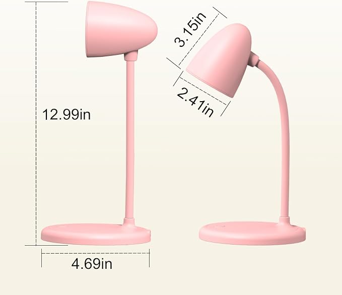 LED Desk Lamp for Home Office,Dimmable Table Lamp 3 Light Colors | Reading Light for Bedside Small Desk Lamp for College Dorm Room,Bedroom Desk Light Pink - Image 2