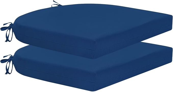 HARBOREST Outdoor Chair Cushions Set of 2, Water Resistant Patio Chair Cushions with Ties, Outdoor Seat Cushions for Patio Furniture, 17"x16"x2", Royal Blue by HARBOREST