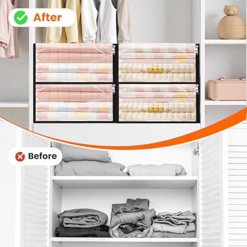 SpaceWhisper Clear Sheet Storage Bags, 6 Pack, 17.7 x 15.7 x 7.9 in | Sheet organizers and storage, zippered closure, thick plastic, reinforced handles, clothes, blankets, under-bed storage - Image 5