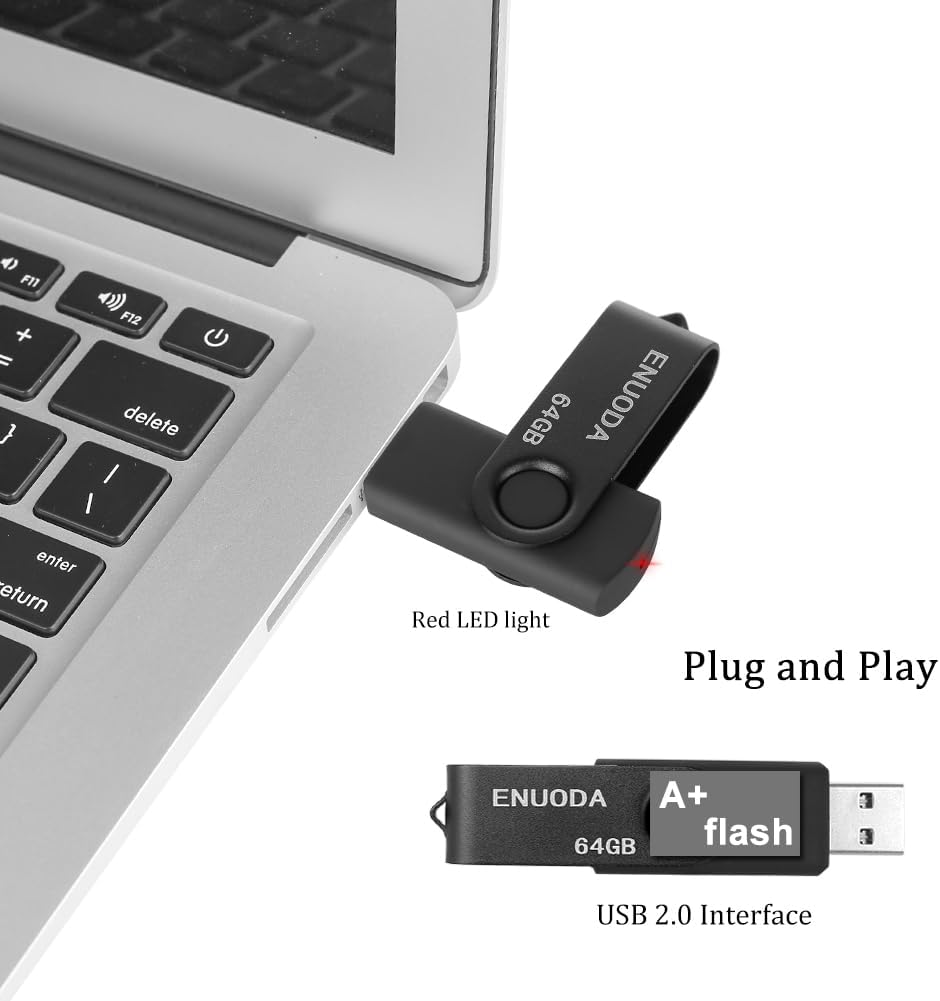 64GB Flash Drive ENUODA 4 Pack Thumb Drives 64GB USB 2.0 Memory Stick Jump Drive Pen Drive for Storage and Backup (Black Purple Blue Red) - Image 5