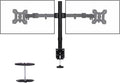 Black Dual Monitor Arm Mount for 13-32 Inch Screens | Ultrawide Screens Up to 38 Inch Fully Adjustable Stand with C-Clamp/Grommet Base Max VESA 100x100 Each Screen Capacity 22lbs by Livotica