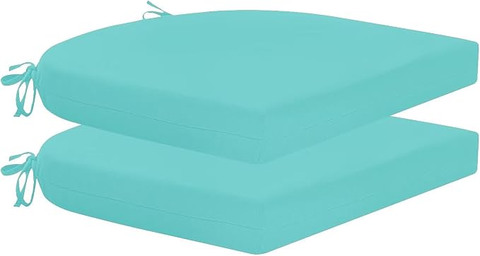 HARBOREST Outdoor Chair Cushions Set of 2, Water Resistant Patio Chair Cushions with Ties, Outdoor Seat Cushions for Patio Furniture, 17"x16"x2", Teal by HARBOREST