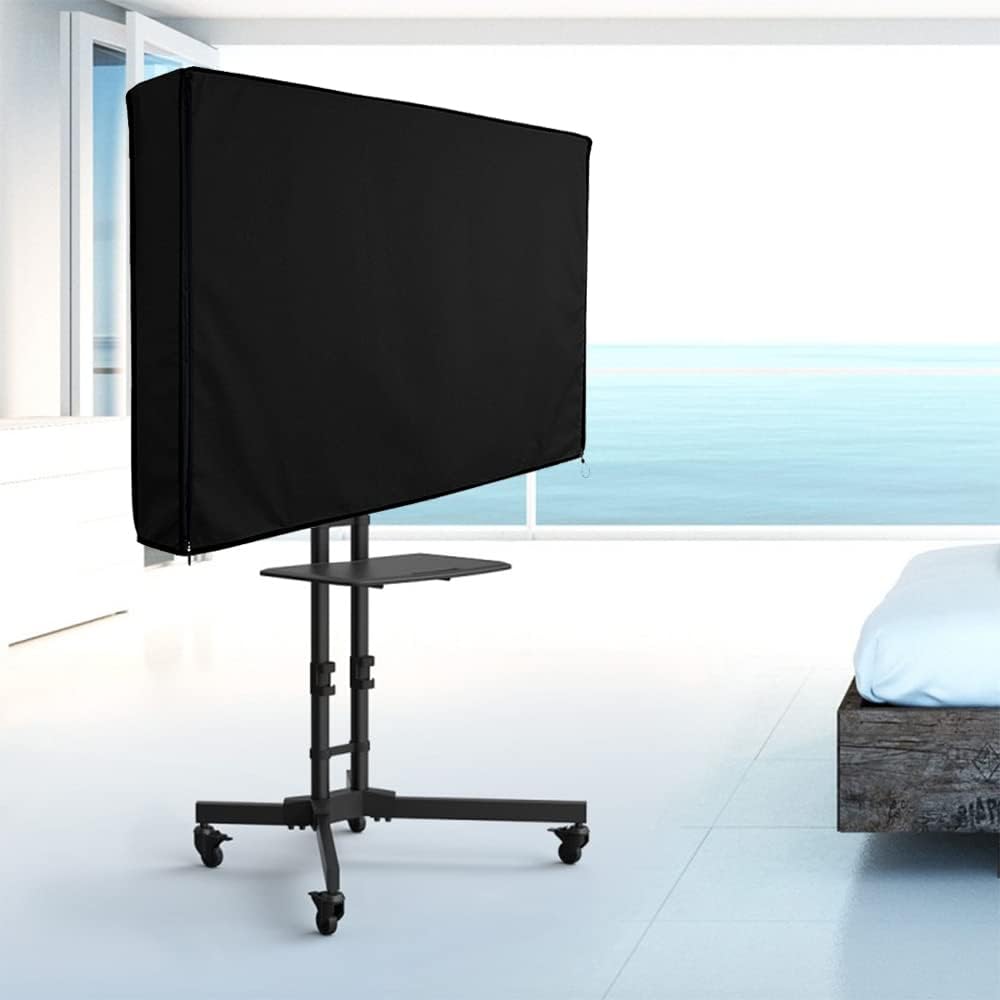 Outdoor Stand TV Cover 60-72 Inch - Outside Mobile Cart Weatherproof Dustproof Screen Protection for LED OLED LCD Flat & Curved TVs - Black - Image 7