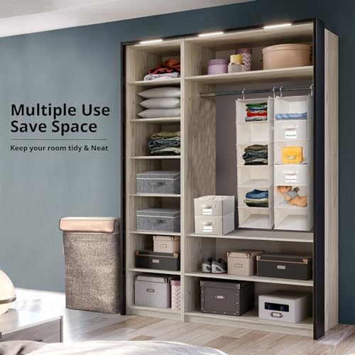 BrilliantJo 2 Pack 6 Shelves Hanging Closet Organizer with 2 Drawer, Hanging Storage with 4 Side Pockets for Clothes Shoes, 43.5"x12"x12"(Beige) - Image 4
