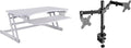 Rocelco 37.5" Height Adjustable Standing Desk Converter with Dual Monitor Mount and Slide Out Retractable Keyboard Tray - Sit Stand Up Double Screen Tabletop Riser Workstation - White (R DADRW-DM2) by Rocelco