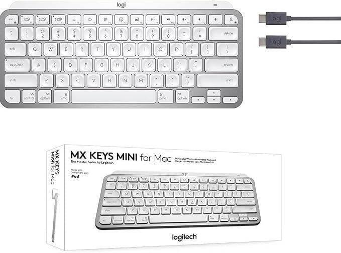 Logitech MX Keys Mini for Mac Minimalist Wireless Keyboard - Pale Grey | Compact, backlit keys, Bluetooth, USB-C, tactile typing, compatible with MacBook Pro, MacBook Air, iMac, iPad - Image 3