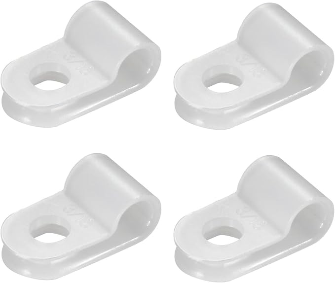 100Pcs Nylon R-Type Cable Clips 5/8 Inch Plastic Wire Mount Clamp | Nylon Construction, Standard 5/8 Inch Opening, R Shape Cable Fixing, Easy Screw Mount Install, Neat Wire Organization Use by Teansic