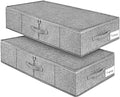 punemi 6.7 in Tall Sturdy Under Bed Storage Containers with Lid, 2Pack,Gray | Stackable Clothes Storage Bag with Rigid Side and Bottom , for Blankets, Bedding& Shoes, Closet, Dorm & Bedroom Organization by Punemi