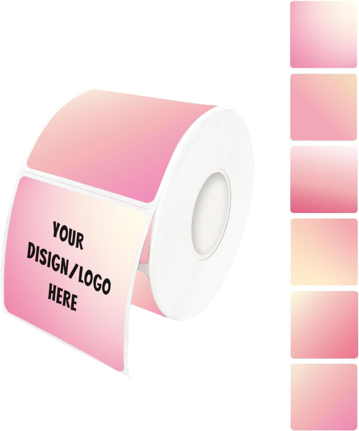2"x2" Pink Square Thermal Label Stickers,Self-Adhesive Square Direct Thermal Labels,500 Sheets with Perforation Line in ROLL by Yeachlaing