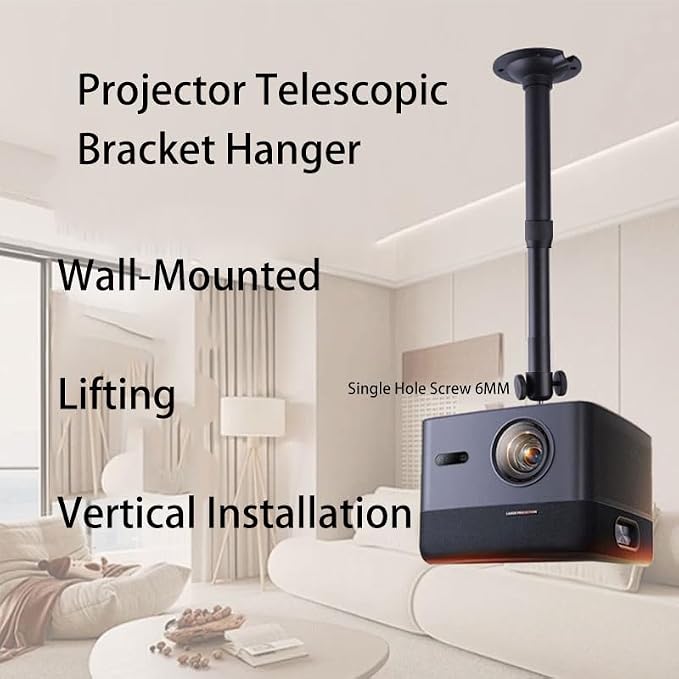 Universal Projector Ceiling or Wall Mount Black with Extendable Arms, for 12.5 in - 1.5 in Projector , Low Profile Quick Release Projector Holder Bracket Adjustable Height: 7.8in-15.7in / 20cm-40cm - Image 4
