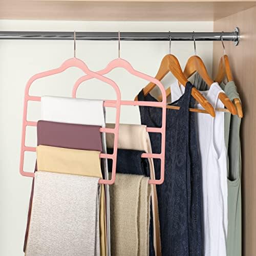 Velvet Pant Clothes Hanger Space Saving Non Slip Hanger Jean Slack Hangers | Multiple Velvet Hanger Closet Organizer Storage and Organization for Jeans,Scarf,Tie(Pink, 3) - Image 6