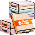 SpaceWhisper Clear Sheet Storage Bags, 6 Pack, 15.7 x 13.8 x 3.9 in | Sheet organizers and storage, zippered closure, thick plastic, reinforced handles, clothes, blankets, under-bed storage by Unknown