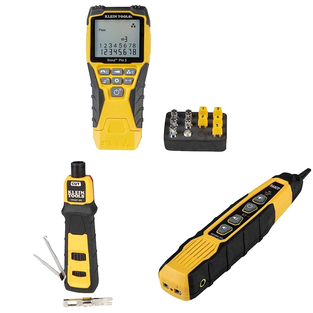 Klein Tools VDV501-851 Cable Tester Kit & VDV427-300 Impact Punchdown Tool & VDV500-123 Cable Tracer Probe-Pro Tracing Probe with Replaceable Non-Metallic by Klein Tools