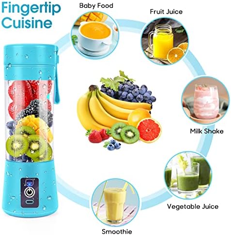 Portable Blender, Personal Mini Juice Blender with Six Blades in 3D(Blue) - Image 4