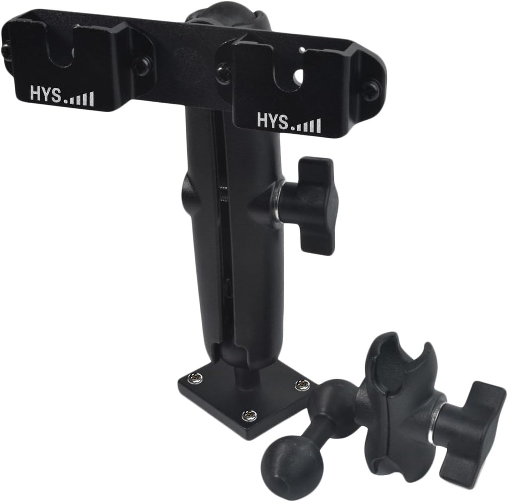 HYS Heavy Duty Drill Base Tablet Handheld CB Radio/Mic Holder Truck Mount, Aluminum 360° Adjustable 2-Stage Stand for Commercial Vehicles Car and Wall, for Handheld CB Radio&Mic with Clip/Round Knob - Image 9