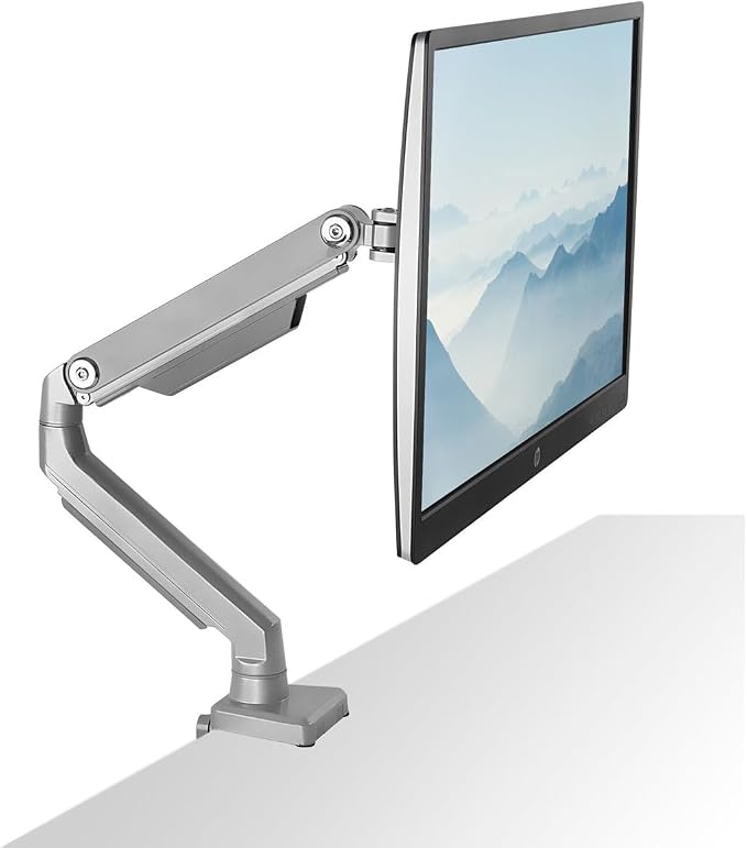 Mount-It! Single Monitor Arm Desk Mount, Mechanical Spring Height Adjustable Monitor Stand for 13–32 Inch Screens up to 17.6 lbs, VESA 75x75 & 100x100, C-Clamp & Grommet - Image 2