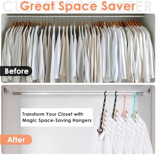 Closet Organizers and Storage, Magic Space Saving Hanger for 40 Heavy Clothes, Smart 360° Swivel Hook Cascading Hangers, Closet Organization Clothes Hangers, College Dorm Room Essentials for Girls | Upgraded Space Saving Hangers,Magic Closet Organizati... - Image 2