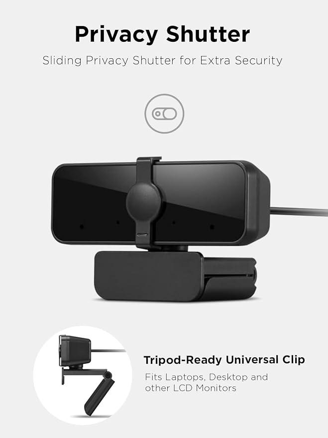 Lenovo 310 FHD Webcam, 1080p, FHD Resolution @30 FPS, Plug-and Play USB Connectivity, 1.8M Cable, 2 Integrated Microphones, External Privacy Shutter, Black - Image 8