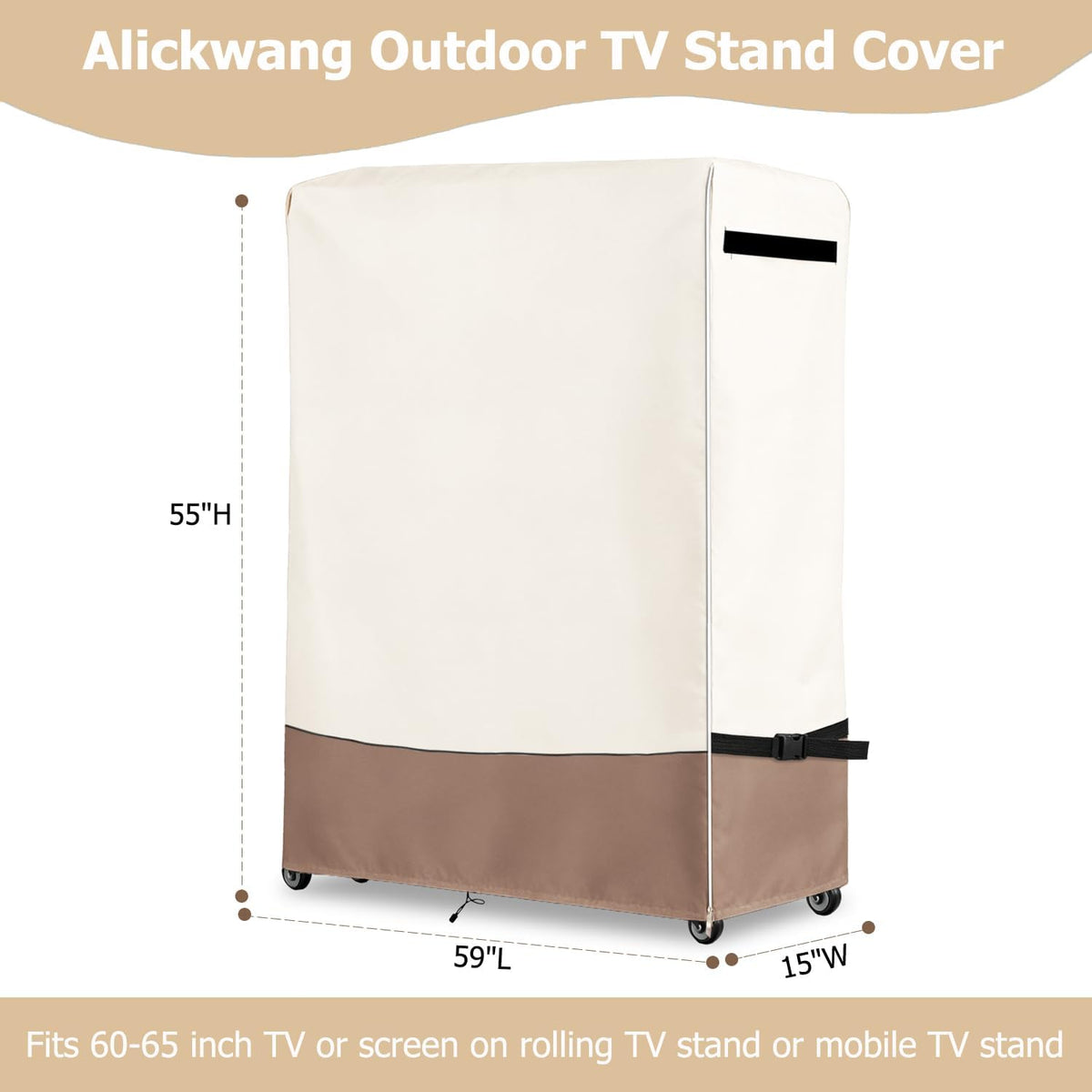 Weatherproof 60-65Inch Outdoor TV Stand Cover for Rolling/Mobile Stand - Image 8