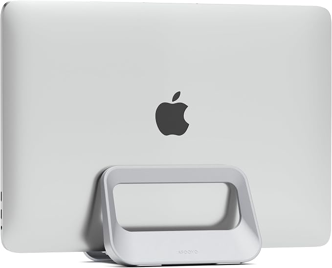 Vertical Laptop Stand for Desk,Plastics Laptop Holder Dock with Silicone Protection,Compatible with All MacBook/Surface/Samsung/HP/Dell/Chrome Book (Gray) by AFOOYO