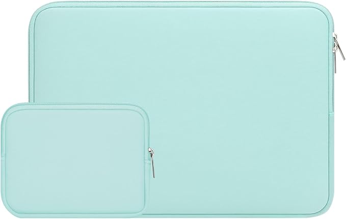 RAINYEAR 14 Inch Laptop Sleeve Case with Accessories Pouch, Mint Green | Protective Case Padded Carrying Cover Zipper Computer Bag Compatible with 14 Inch Notebook Tablet Chromebook Laptop by RAINYEARmakelifeeasier