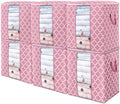 Storage Bags 6 Pack 100L Clothes Organization and Storage Containers | Large Blanket for Comforters,Bedding, Foldable Organizer with Reinforced Handle, Clear Window, Sturdy Zippers, Pink by WiseLife