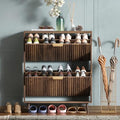 Shoe Cabinet Storage, Modern Freestanding Organizer with 2 Flip Drawers, Narrow Shoe Rack for Entryway, Walnut by QIVOMIX