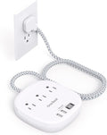 Travel Essentials, 22.5W/4.5A Flat Plug Power Strip, 6 Ft Extension Cord | 3 Outlets 4 USB Ports(2 USB C) Desktop Charging Station, Power Strip No Surge Protection for Cruise Ship, Dorm Room by OneBeat
