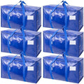 TICONN 6 Pack Extra Large Moving Bags Heavy Duty with Zippers & Carrying Handles, Durable Storage Bags Moving Boxes for Closet Organizers and Storage (6 Pack, Blue) by TICONN