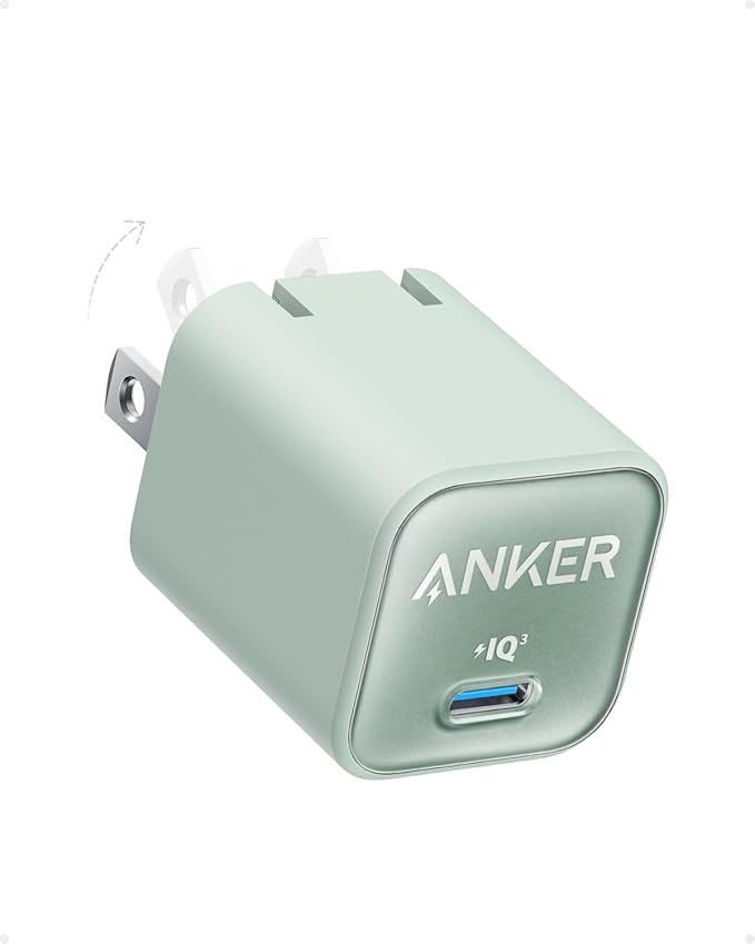 Anker Nano Phone Charger, 30W Portble and Foldable USB C GaN Charger | For iPhone 17/17 Plus/17 Pro Max/16/16 Plus/16 Pro Max/15 Pro Max, Galaxy, iPad, and MagSafe-Compatible Accessories by Unknown