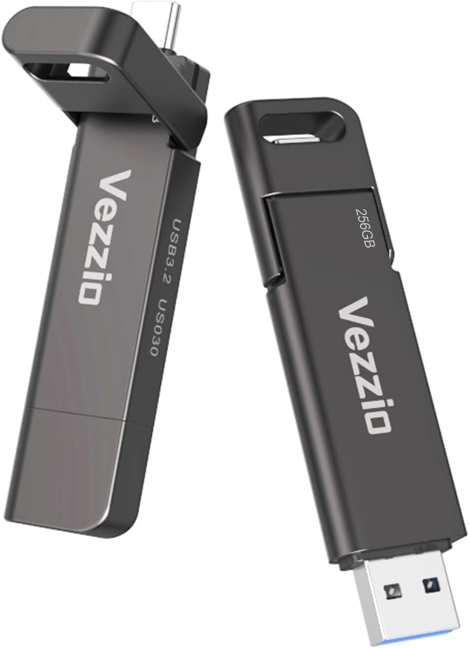 Vezzio 512GB USB C Flash Drive,Dual Port External SSD USB 3.2 Gen2 1000MB/s by Vezzio