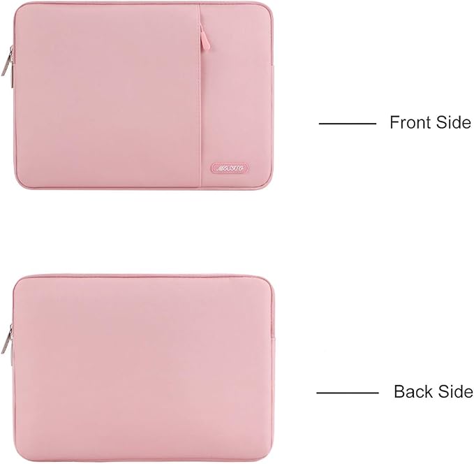 MOSISO Laptop Case 14 inch, Laptop Sleeve Bag with Pocket | Compatible with HP Lenovo Dell ASUS Acer, HP Stream, Dell Latitude, Polyester Vertical Computer Bag, Pink - Image 2