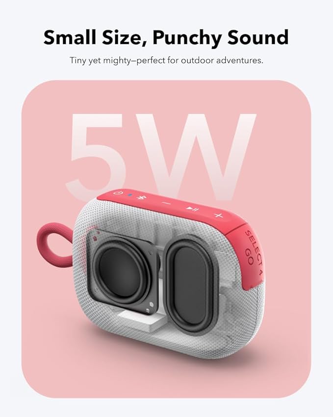 Soundcore Select 4 Go Bluetooth Shower Speaker by Anker, IP67 | 20H Playtime, Floatable, Dustproof, Ultra-Portable Bluetooth Speaker, Powerful Sound, Ideal for Outdoors/Home/Travel-Red - Image 3
