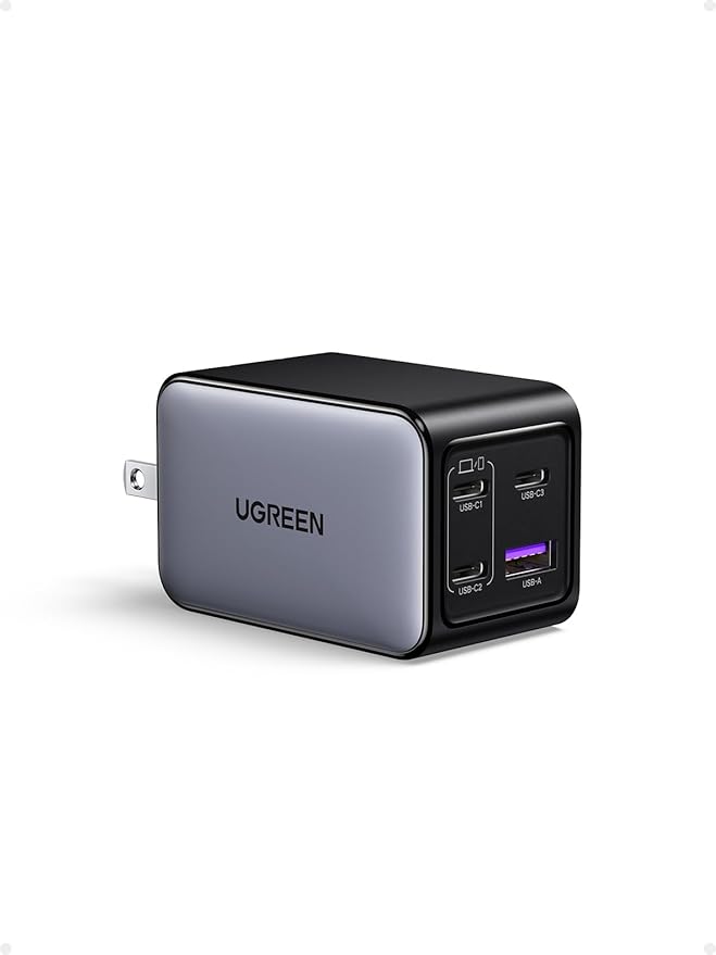 UGREEN Nexode 65W Wall Charger, 4-Port, GaN Fast Charging Block | 3 USB C & 1 USB A, Foldable Plug, Travel Essentials, for MacBook Pro/Air/Neo, iPhone 17/16, Galaxy S26/S25, iPad, Steam Deck by Unknown