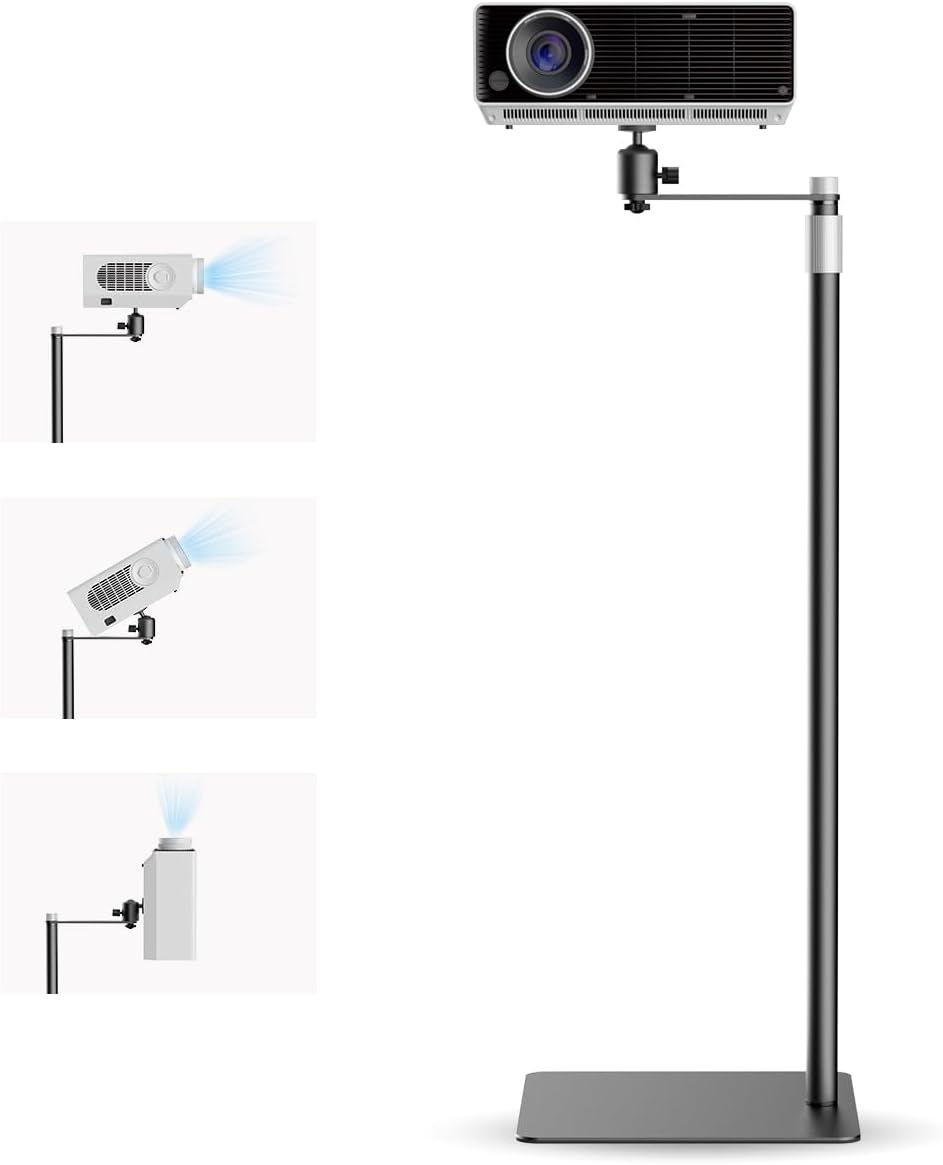 suptek Projector Stand Against Wall Hidden Stand, 360° Swivel, Height Adjustable 32.6"- 46", Holds up to 11lbs, Universal Projector Mount Bracket, Compatible with Home Video Vlog DVR Camera, PR007FP by suptek