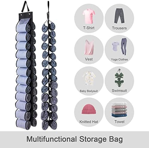 DHSFKBE Legging Organizer, Foldable Hanging Closet Organizer with 26 Roll Compartments for Yoga Clothes, Pants, Shirts (Black) - Image 3