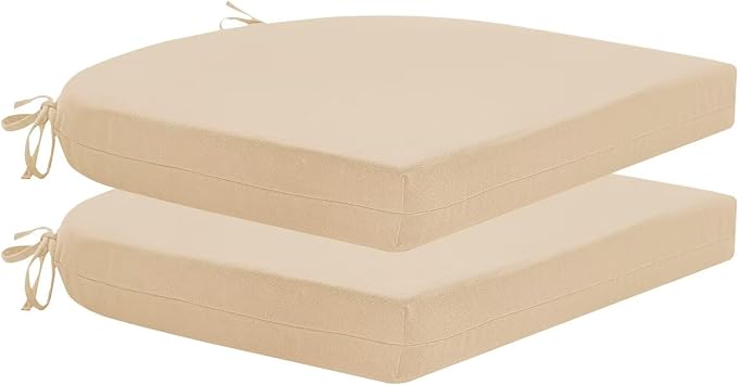 HARBOREST Outdoor Chair Cushions Set of 2, Water Resistant Patio Chair Cushions with Ties, Outdoor Seat Cushions for Patio Furniture, 17"x16"x2", Beige by HARBOREST