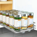 LYNK PROFESSIONAL® Pull Out Spice Organization for Cabinets - 6-3/8 inch Wide – Spice Rack for Inside Cabinets, Slide Out Spice Rack Organizer for cabinet – Pull Out Spice Rack, Sliding 1 Tier Chrome by LYNKPROFESSIONAL