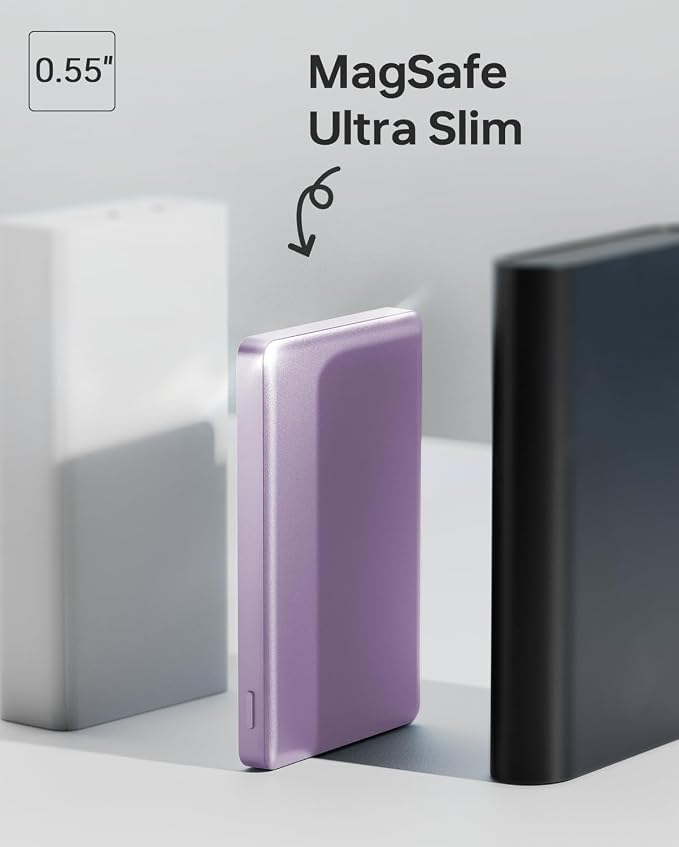 ULiXWH 10,000mAh for MagSafe Power Bank Ultra-Slim Fast Charging for Travel | Magnetic Wireless Charger with USB-C Cable, Metal-Alloy Portable Battery for iPhone 17 Pro Max/17 Pro/Air/16/15/14/13, Purple - Image 3