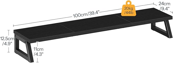 HOOBRO Dual Monitor Stand Riser, 39 Inch Large Computer Monitor Stand for 2 Monitors, Computer Monitor Riser, Desk Shelf Organizer for Office Desk, Accessories, Black BB121CJ01 - Image 2