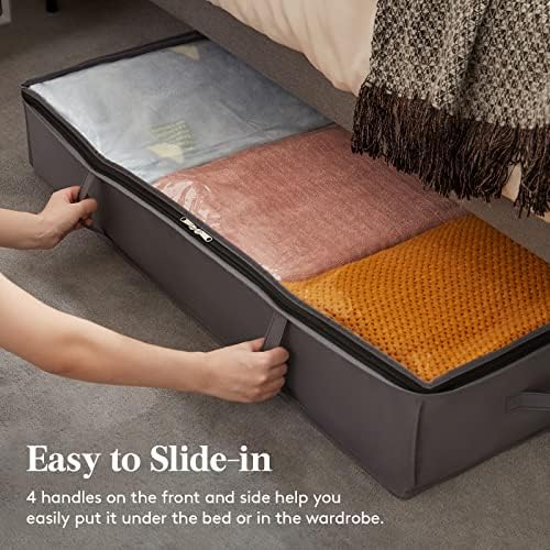 Lifewit 6 Packs Under Bed Storage Containers, Large Capacity Blanket Storage Bags with Reinforced Handles, Organization and Storage for Clothes, Sheets, Towels, Bedroom, Closet, College Dorm, Grey - Image 3
