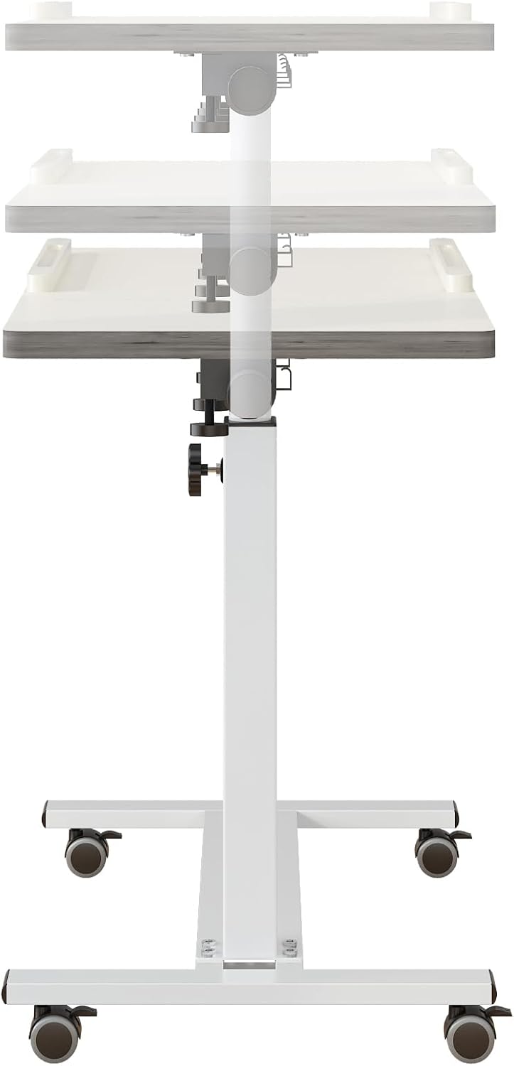 TigerDad Over Bed Table with Wheels, White - Image 5