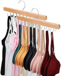 NECAMOCU 2 Pack Bra Hanger for Closet Organizer, Premium Tank Top Hangers | Wooden Bra Holder with 36 Foldable Hooks, 360° Rotating Design, Space Saving Storage for Tank Tops, Bras, Belts, and More by NECAMOCU