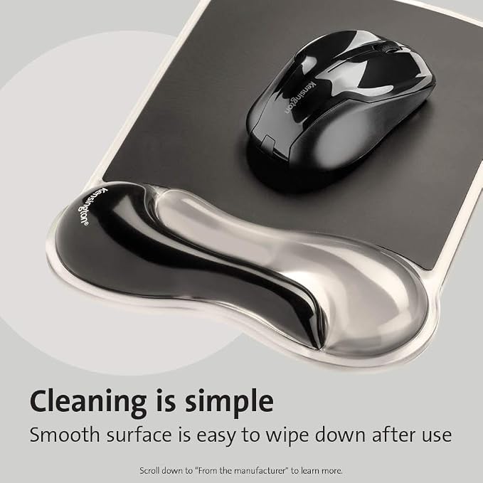 Kensington Mousepad and Wrist Rest, Practical, Gel Pillow, 11-2/5"Wx17-7/10"Lx1-7/10"H,GY (KMW52500) Each, Gray | Gel pillow cushioning, 11-2/5 x 17-7/10 x 1-7/10 in, comfortable everyday mouse support - Image 6