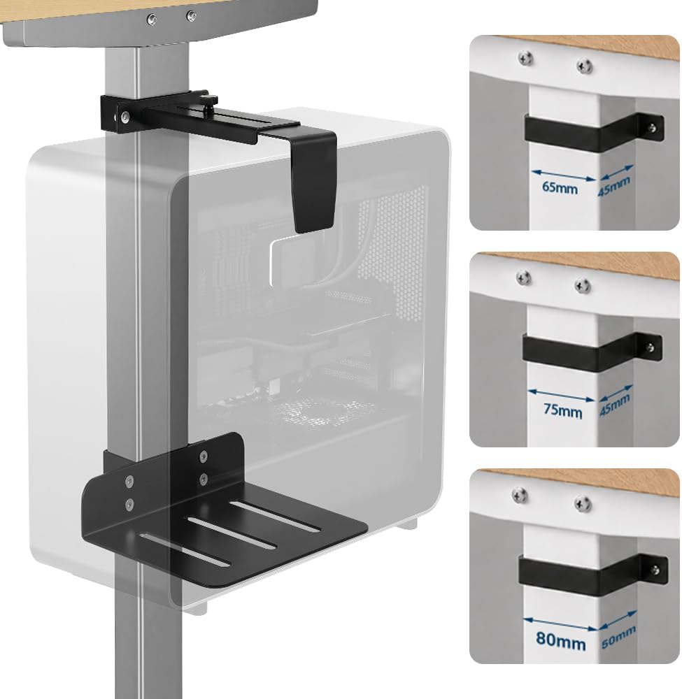 Under Desk PC Mount for Standing Desk, Clamp-On CPU Holder, 50lbs Capacity by OUTFINE