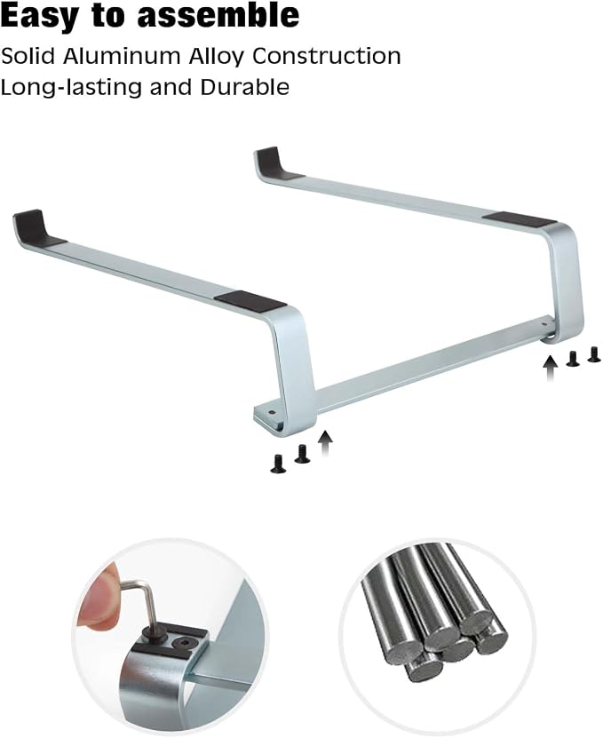 Thibault Laptop Stand for Desk - Aluminum Ergonomic Computer Stand，Laptop Riser, Cooling Laptop Holder, Compatible with MacBook Air Pro/Dell/HP/Lenovo/Alienware and 13-17 inches Laptops, Blue Grey - Image 6