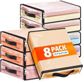 SpaceWhisper Clear Sheet Storage Bags, 8 Pack, 15.7 x 13.8 x 3.9 in | Sheet organizers and storage, zippered closure, thick plastic, reinforced handles, clothes, blankets, under-bed storage by Unknown