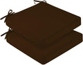 downluxe Waterproof Outdoor Chair Cushions Set of 2, 19" x 19" x 3" Patio Chair Cushion with Non-Slip Ties & Handle, Square Outdoor Cushion for Patio Furniture with Removable Cover, Brown by Downluxe